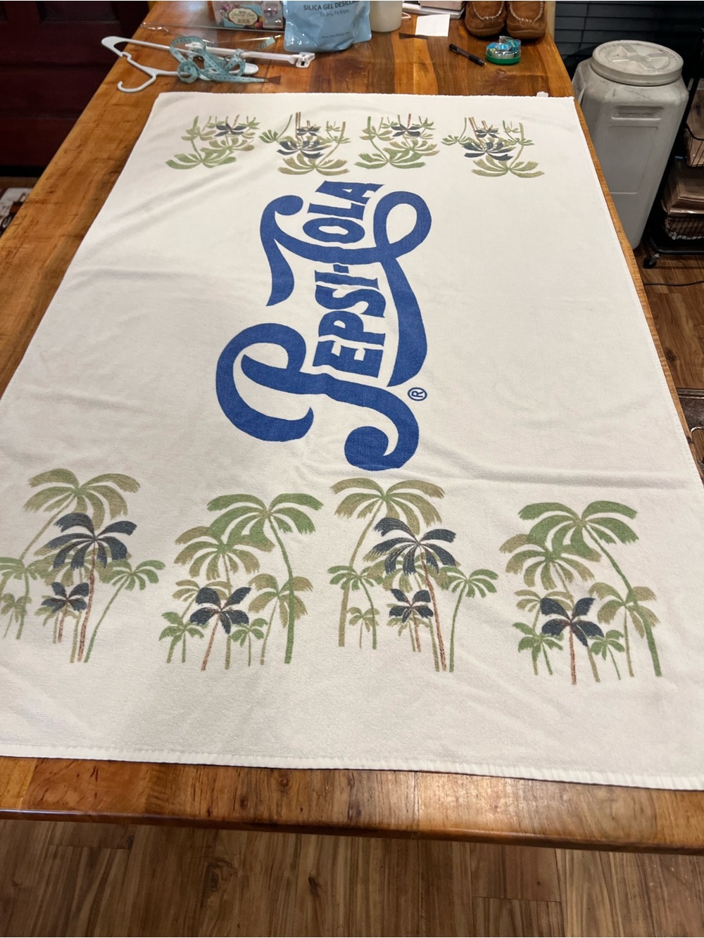 Pepsi Tropical Palm Logo Beach Towel in Blue and Green
